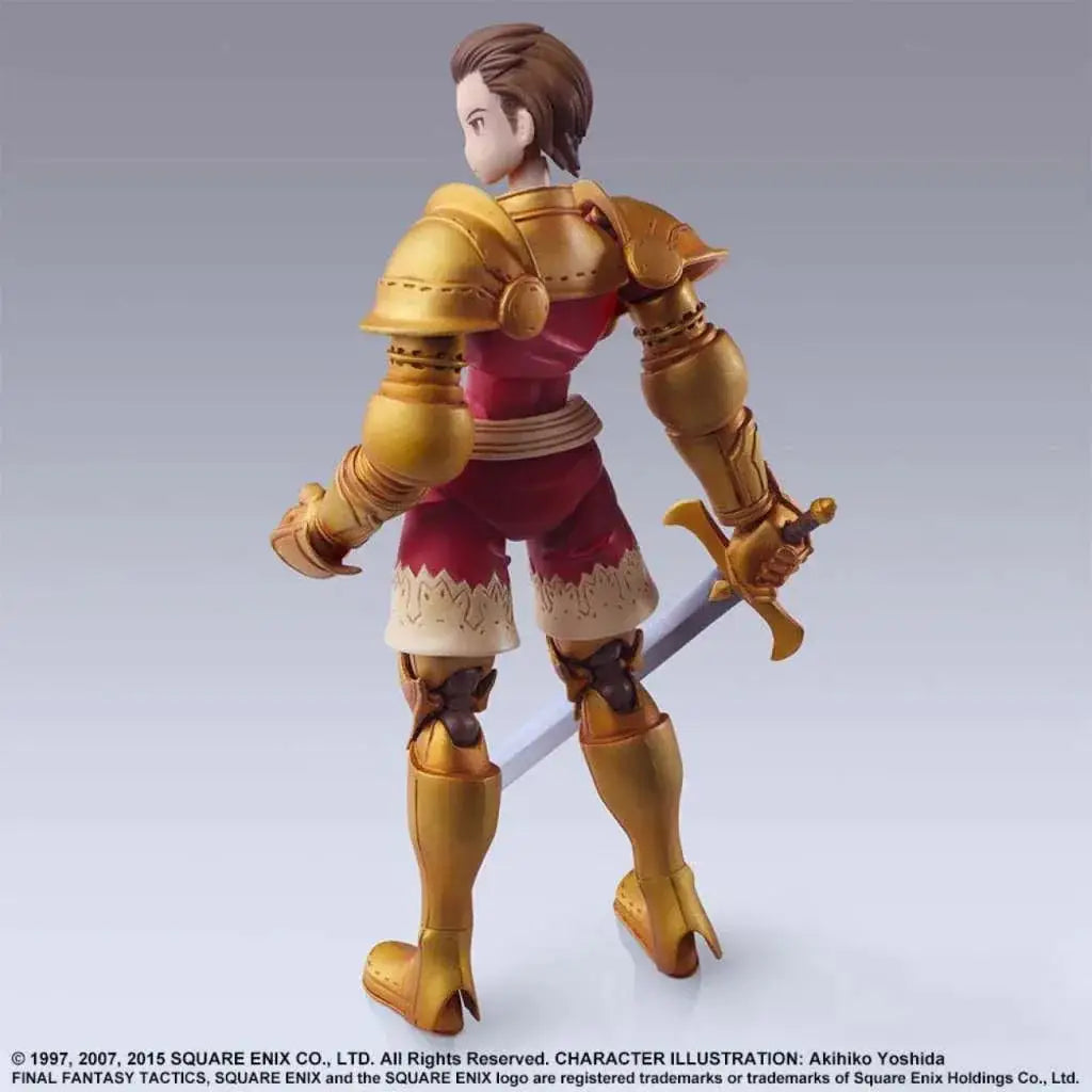 Guldpansrad Delita Heiral i röd och krämig outfit med svärd från Final Fantasy Tactics