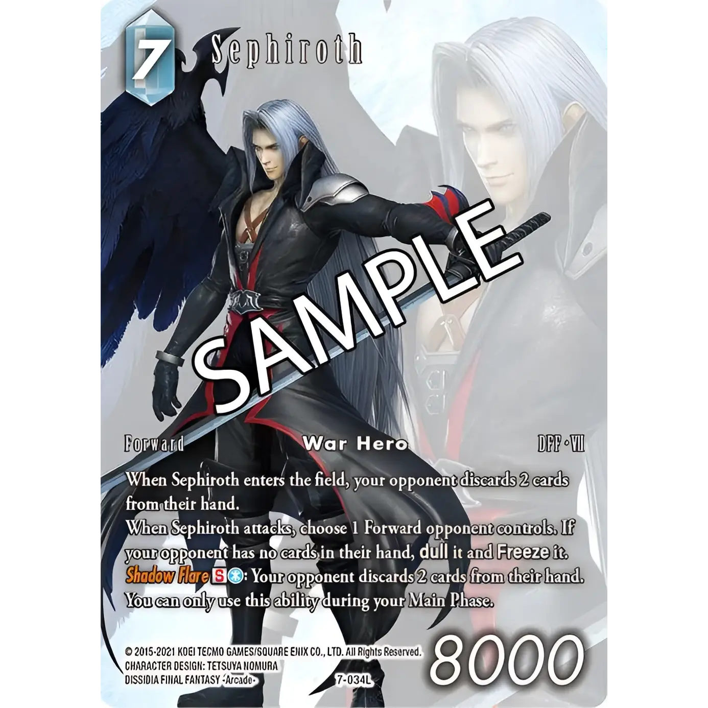 Svartrödhärad krigare Sephiroth-kort från Final Fantasy, i Chaos Boss Deck