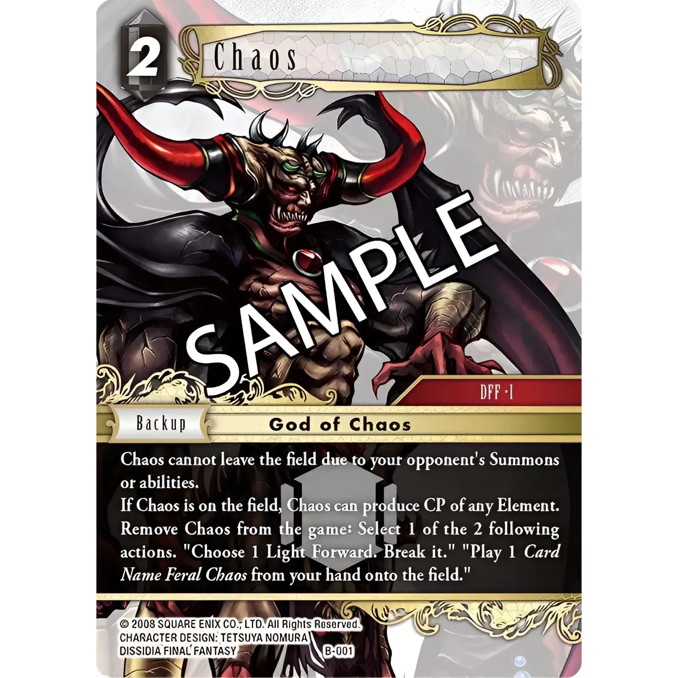 Demon med röda horn och svarta vingar i Final Fantasy Chaos Boss Deck-kort