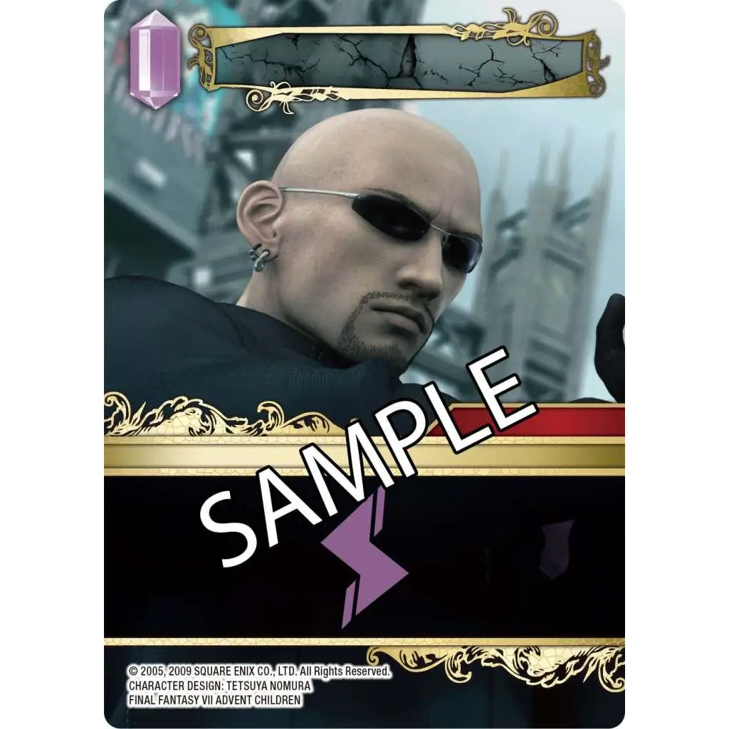 Lila Final Fantasy VII Boss Deck-kort med kille i solglasögon och örhänge
