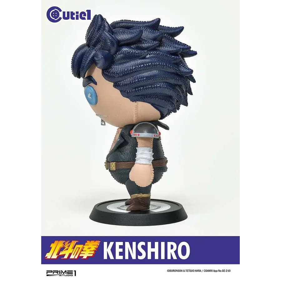 Söt figur av Kenshiro med blått hår och svart läderoutfit