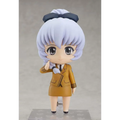 Chibi Nendoroid-figur av Teletha Testarossa med silverhår och marinblå rosett i tan uniform