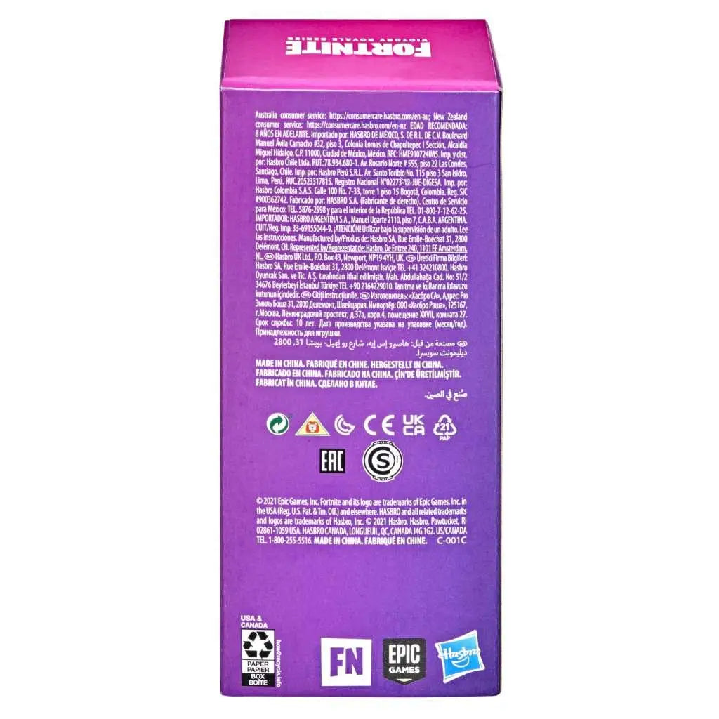 Lila kartonglåda för Fortnite-leksak i Arcade Cabinet Replica för actionfigurer