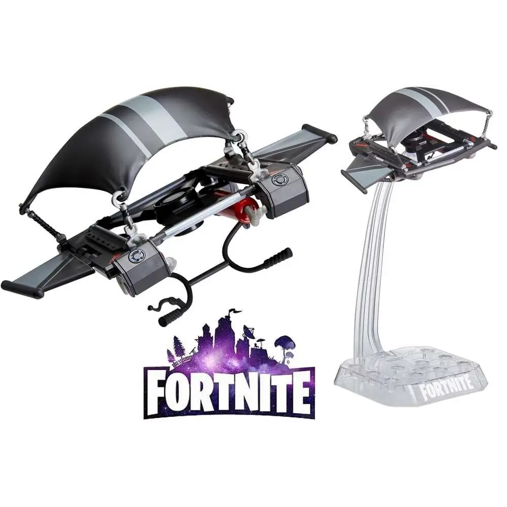 Svart och grå Fortnite-glidare Downshift AF, 15 cm plastleksak med silver ränder