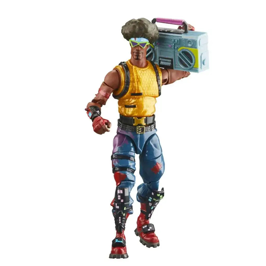 Fortnite VRS Funk Ops-figur med retro outfit i gult, blått, rött och svart