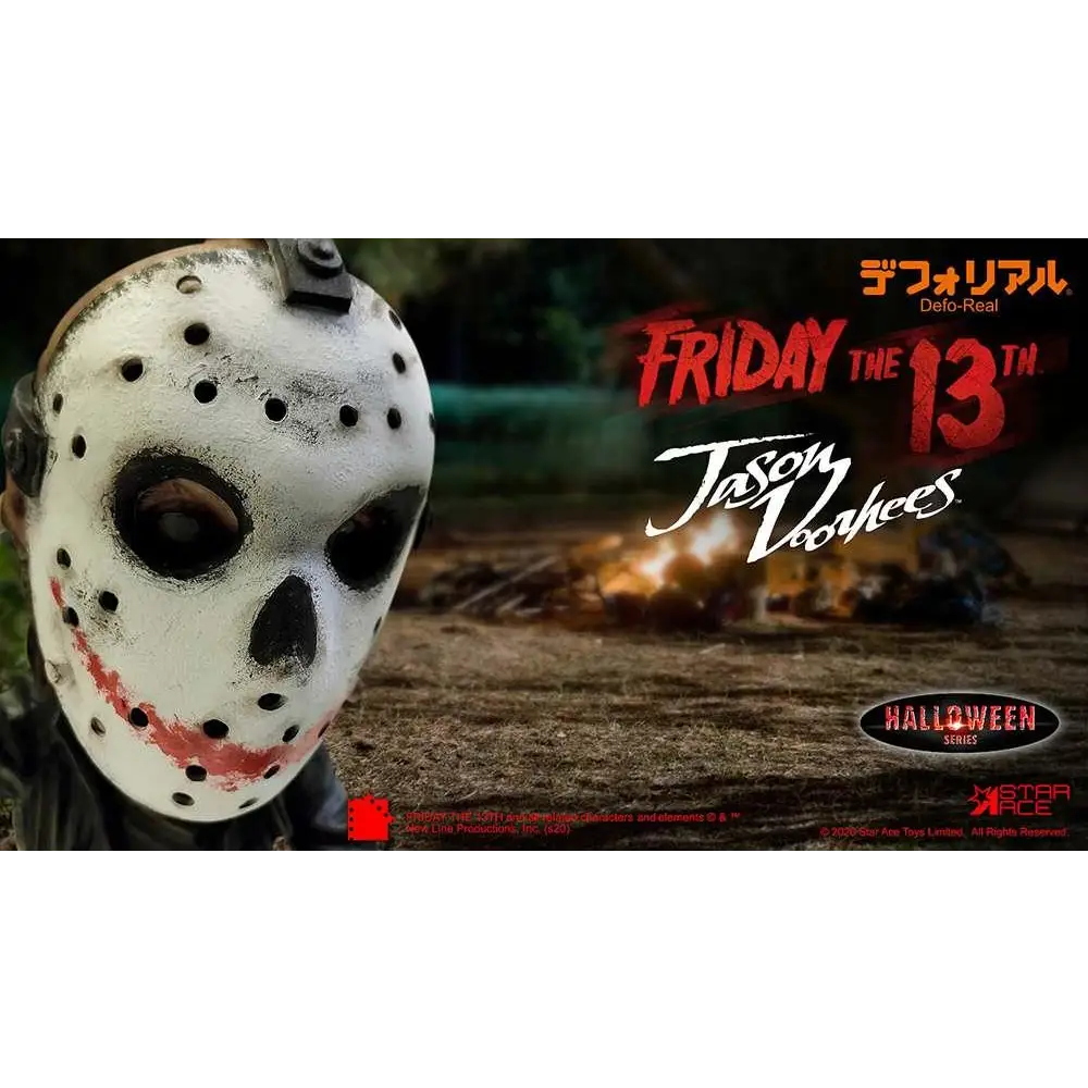 Vit Jason Voorhees hockeymask med rött leende för Halloween