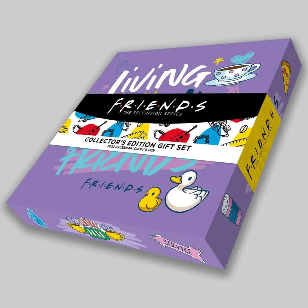 Lila Friends samlarutgåva presentbox med ikoniska illustrationer