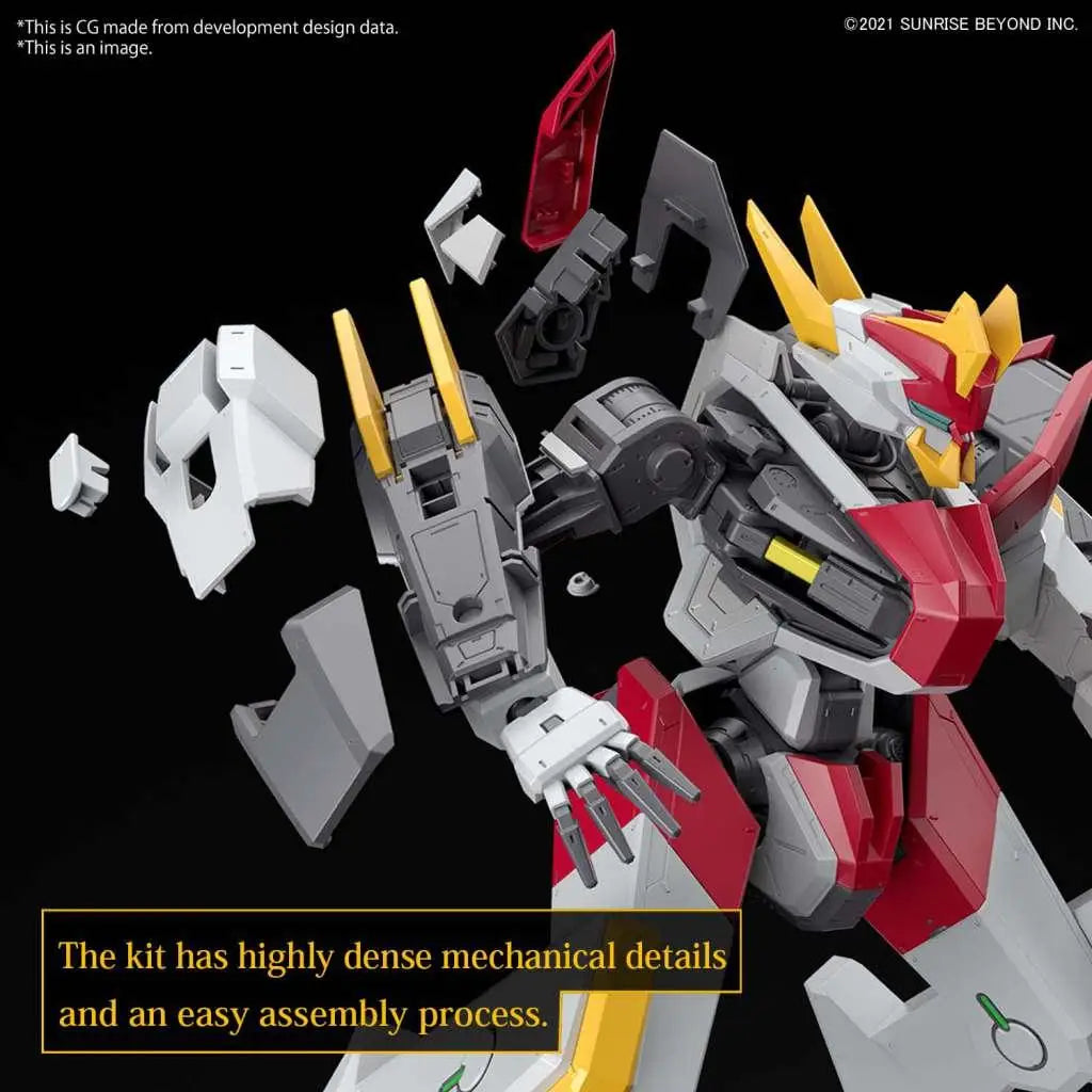 Röd, vit och gul plastrobot Full Mechanics Mailes Kenbu Zan 1/48 med mekaniska detaljer