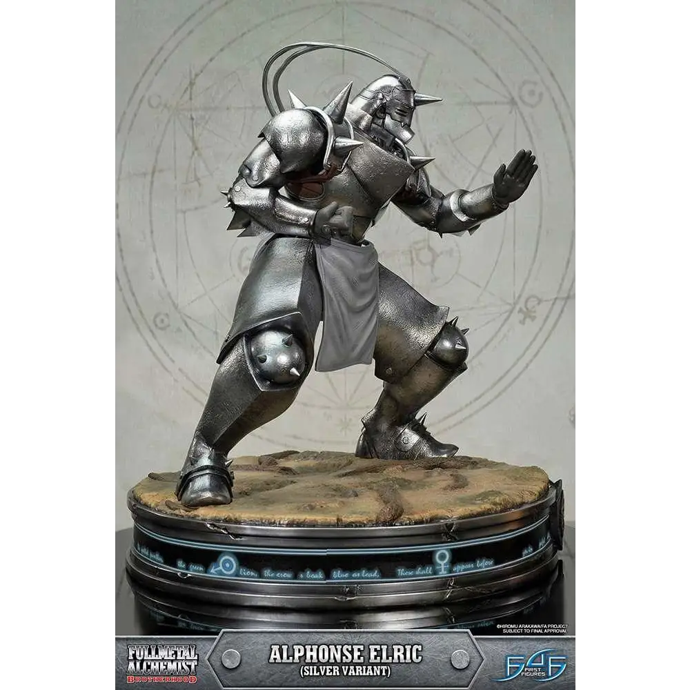 Silver Fullmetal Alchemist Alphonse Elric rustningsstaty med spikade axelskydd