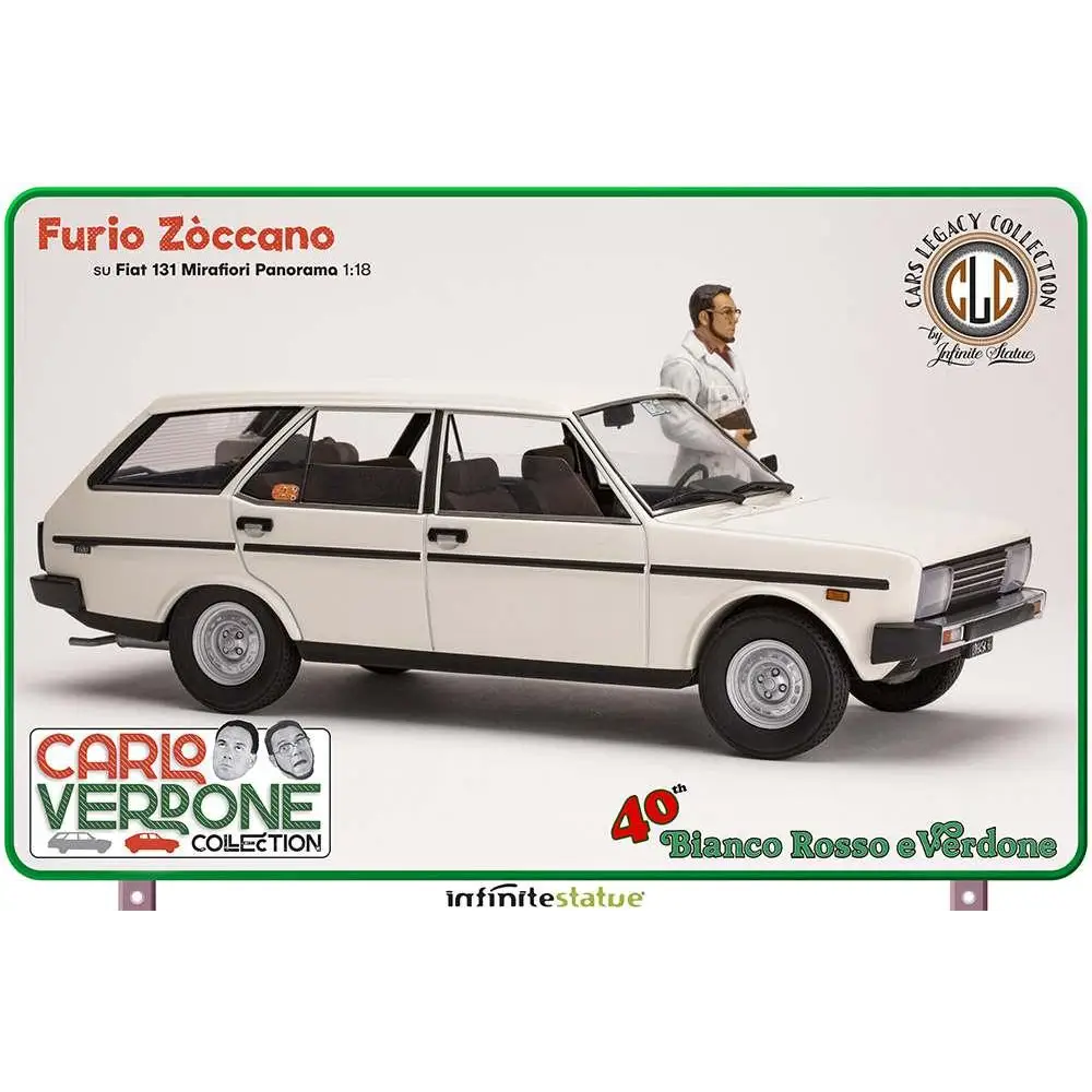 Vit Furio Zòccano 1:18 resin Fiat 131 Panorama bilmodell i vit med svart trim