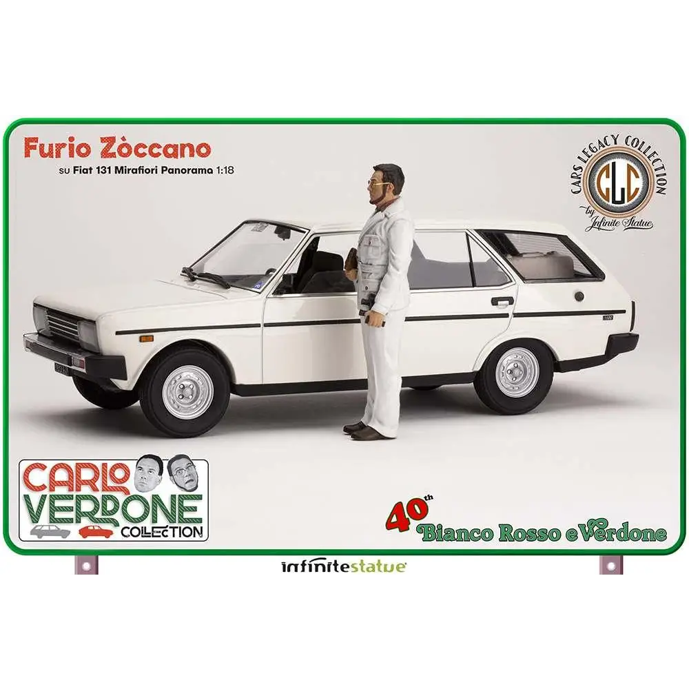 Vit 1:18 Fiat 131 Panorama bilmodell med svart trim och silverhjul, Furio Zòccano