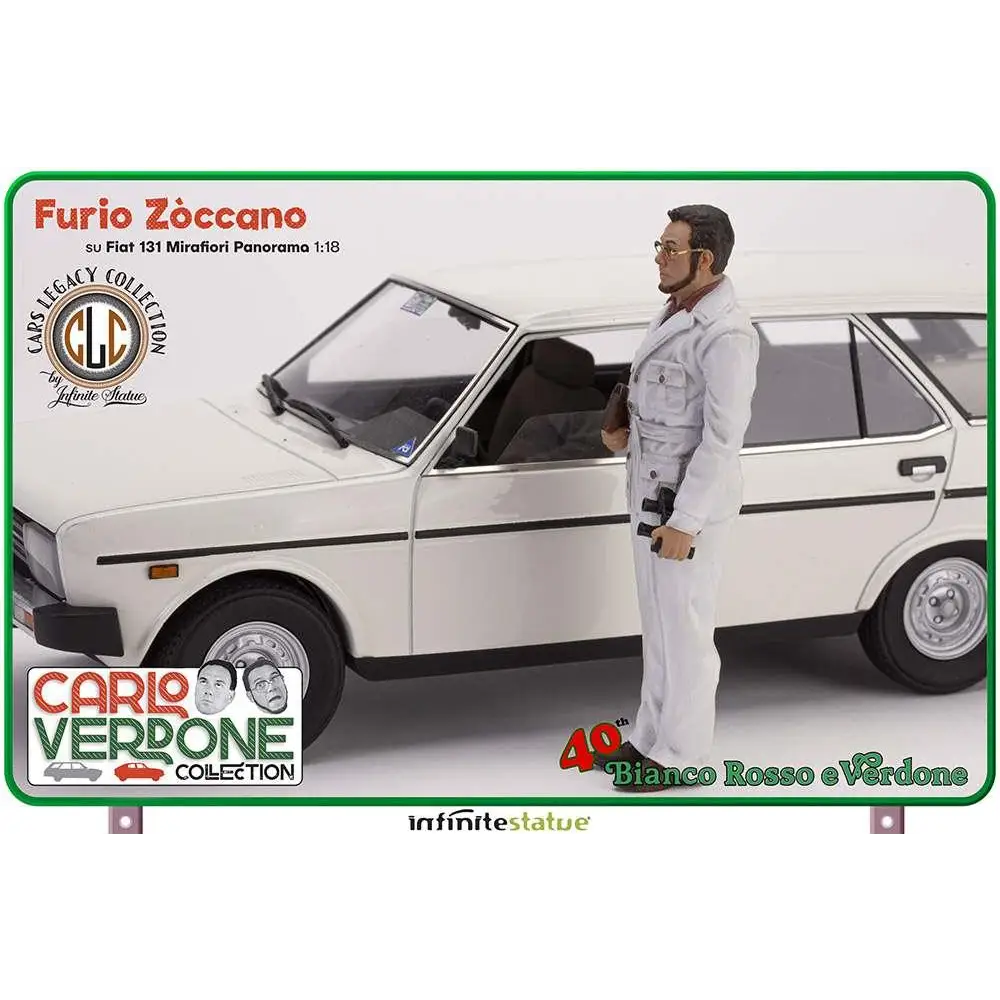 Vit 1:18 Fiat 131 Panorama-bilmodell från Carlo Verdone-samlingen