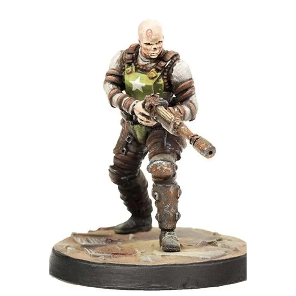 Detaljerad målad miniatyr av skallansiktad soldat i Fww Ack Ack-setet