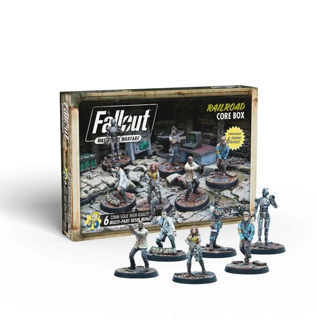 Fallout: Wasteland Warfare järnvägskärna låda med sex 32 mm miniatyrer