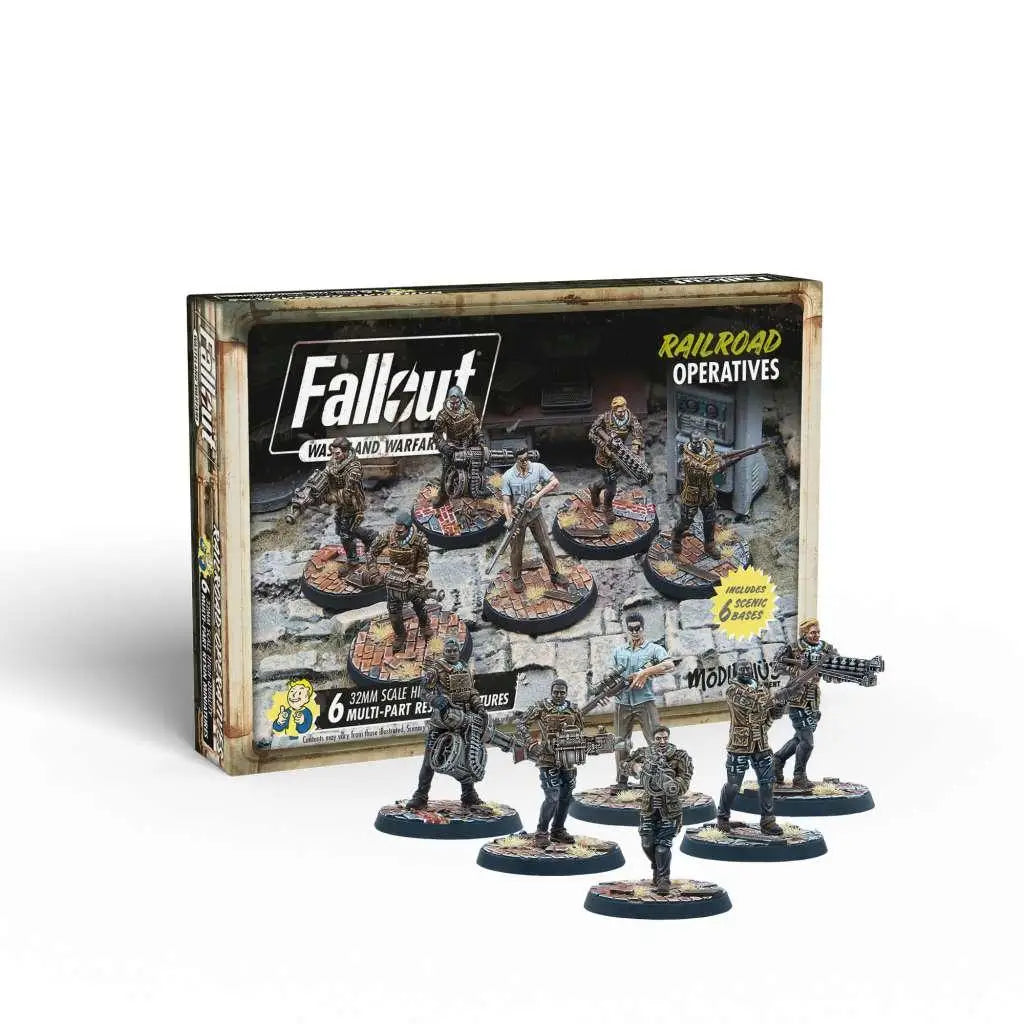 Fallout: Railroad-operatörer 32 mm miniatyrer i postapokalyptisk utrustning