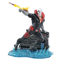G.I. Joe Gallery Destro PVC-staty: Svart och röd rustad figur med silvermask, i aktion med flammande pil