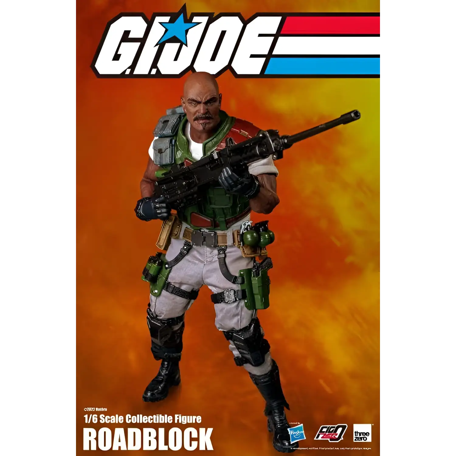 Detaljerad 1/6-skala G.I. Joe Roadblock-figur i produktvisning