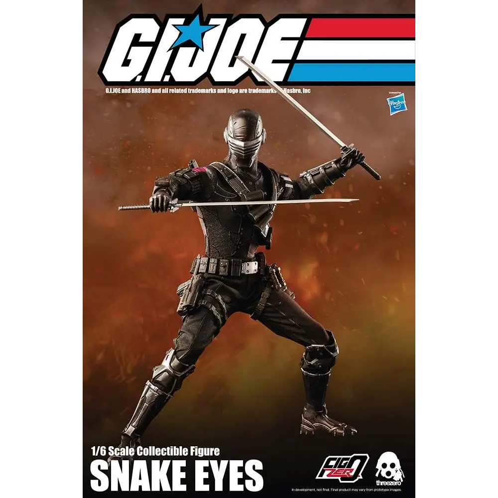 G.I. Joe Snake Eyes 1/6 samlarfigur i svart rustning med silverdetaljer och dubbla svärd