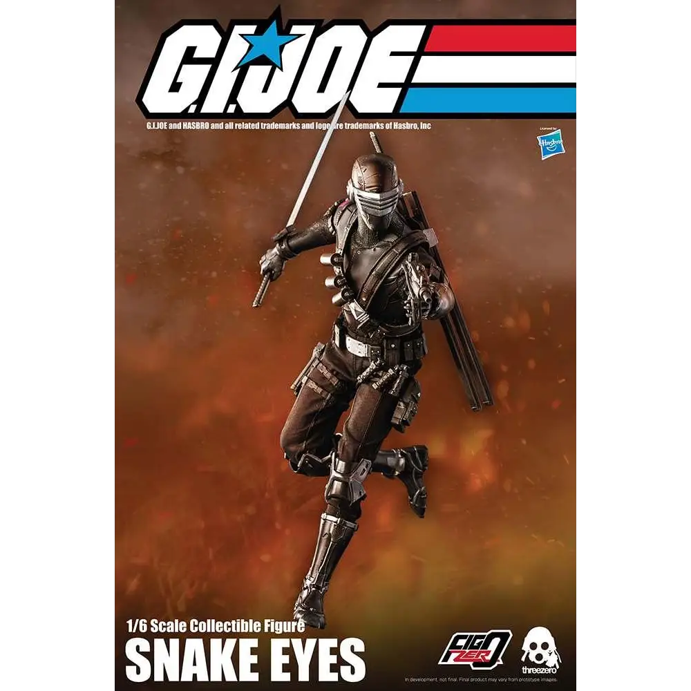 Svart och silver G.I. Joe Snake Eyes 1/6 samlarfigur i rustning