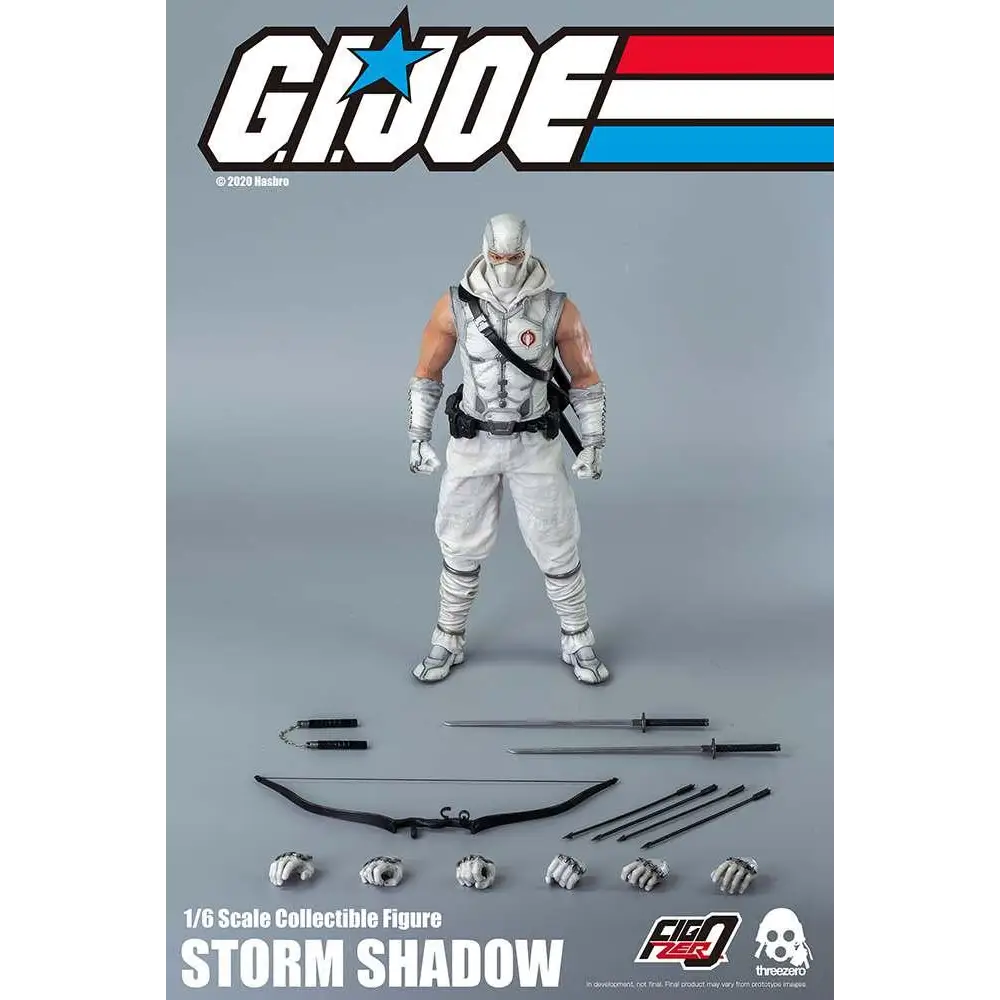 Vit G.I. Joe Storm Shadow 1/6-figur i vit ninja-outfit med svarta accenter och detaljerad rustning
