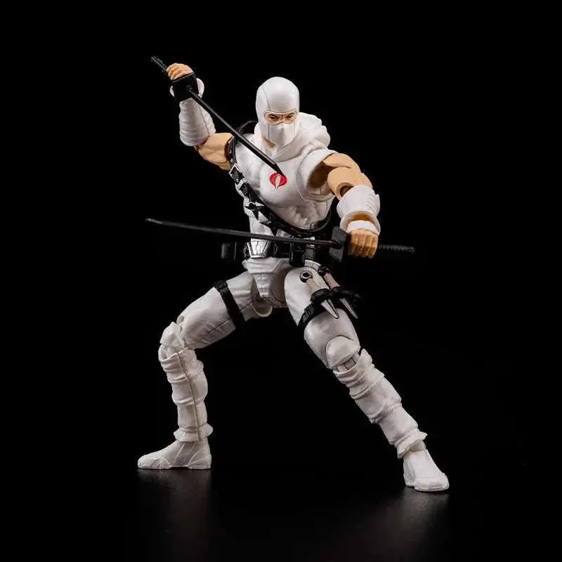 Vit Storm Shadow G.I. Joe vit ninja actionfigur med svart svärd och röd logotyp