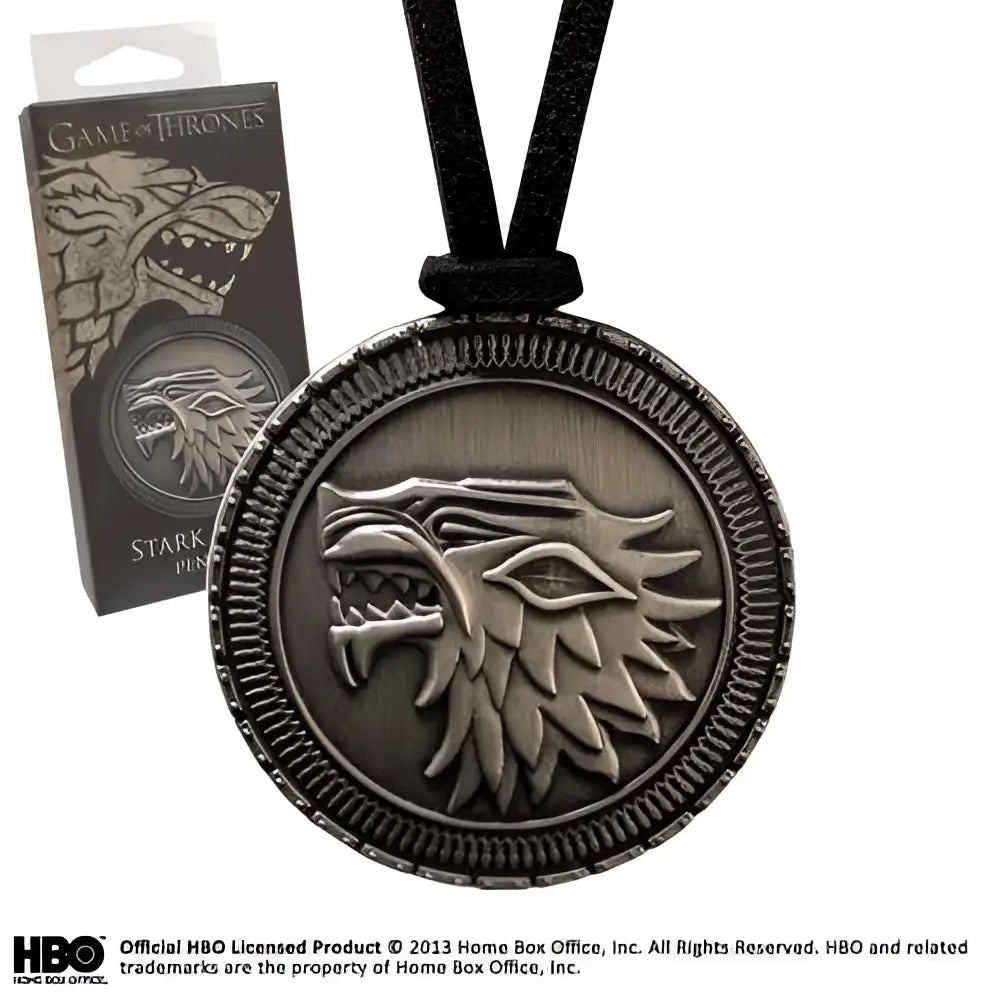 Silver Game of Thrones Stark sköldhalsband med vargemblem