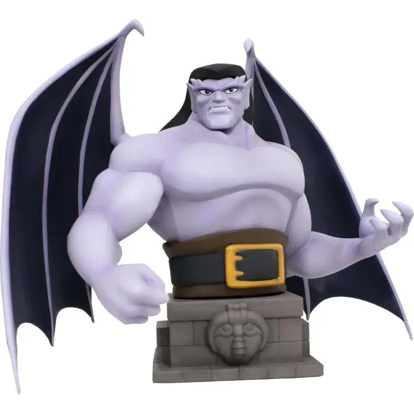 Gargoyles Goliath 1/7 bust: lila demon med svarta vingar på stenpedestal