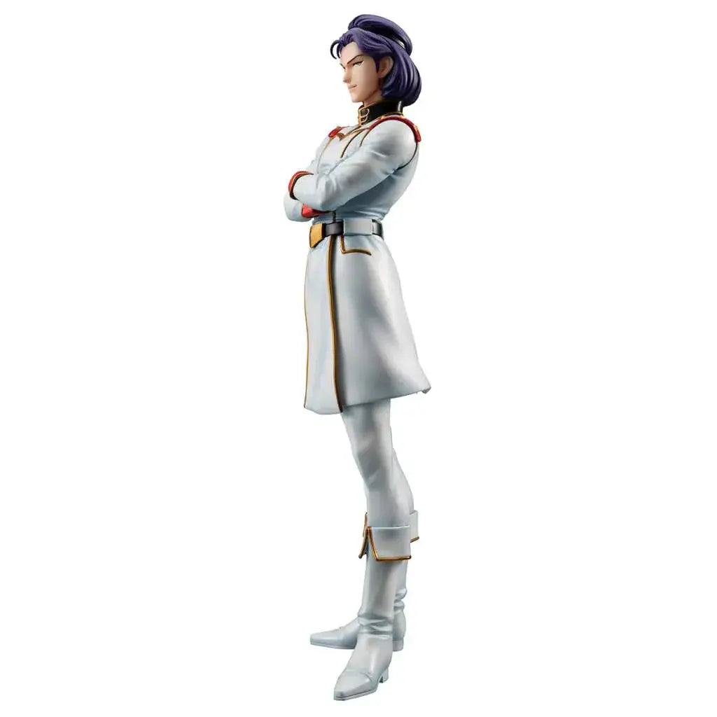 Detaljerad staty av Paptimus Scirocco från Ggg Z Gundam, lila hår och grå uniform