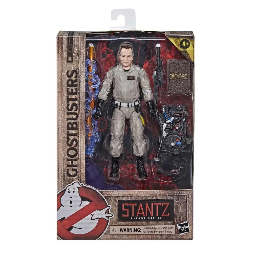 Ghostbusters Afterlife Ray Stantz actionfigur i grå uniform med svarta stövlar och tillbehör i Hasbro-förpackning
