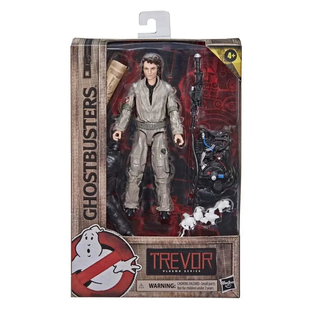 Grå plastactionfigur av Trevor från Ghostbusters Afterlife i detaljerad overall med tillbehör