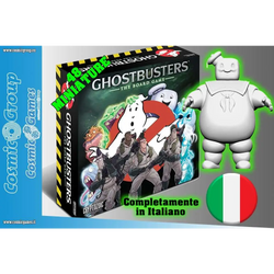 Vit lysande grönkantad Stay Puft marshmallow man-figur från Ghostbusters: Brädspel