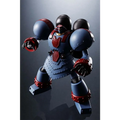 Blå och röd rustad robotfigur med svarta sfäriska huvuddelar, detaljerad metallplätering och ledade lemmar i Giant Robo Animation Ver - Super Robot Chogokin