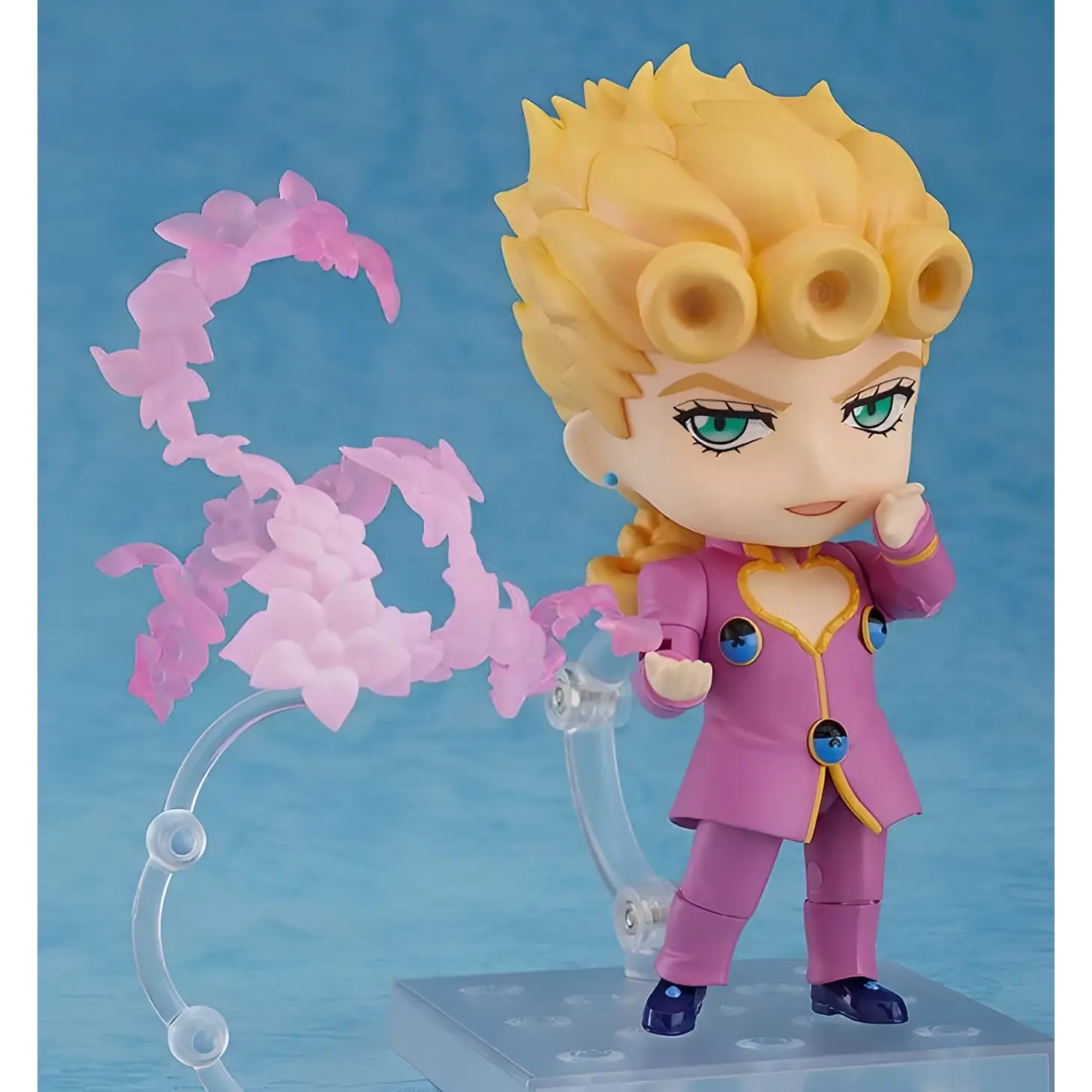 Rosa och guld Nendoroid-figur av Giorno Giovanna från JoJos Bizarre Adventure