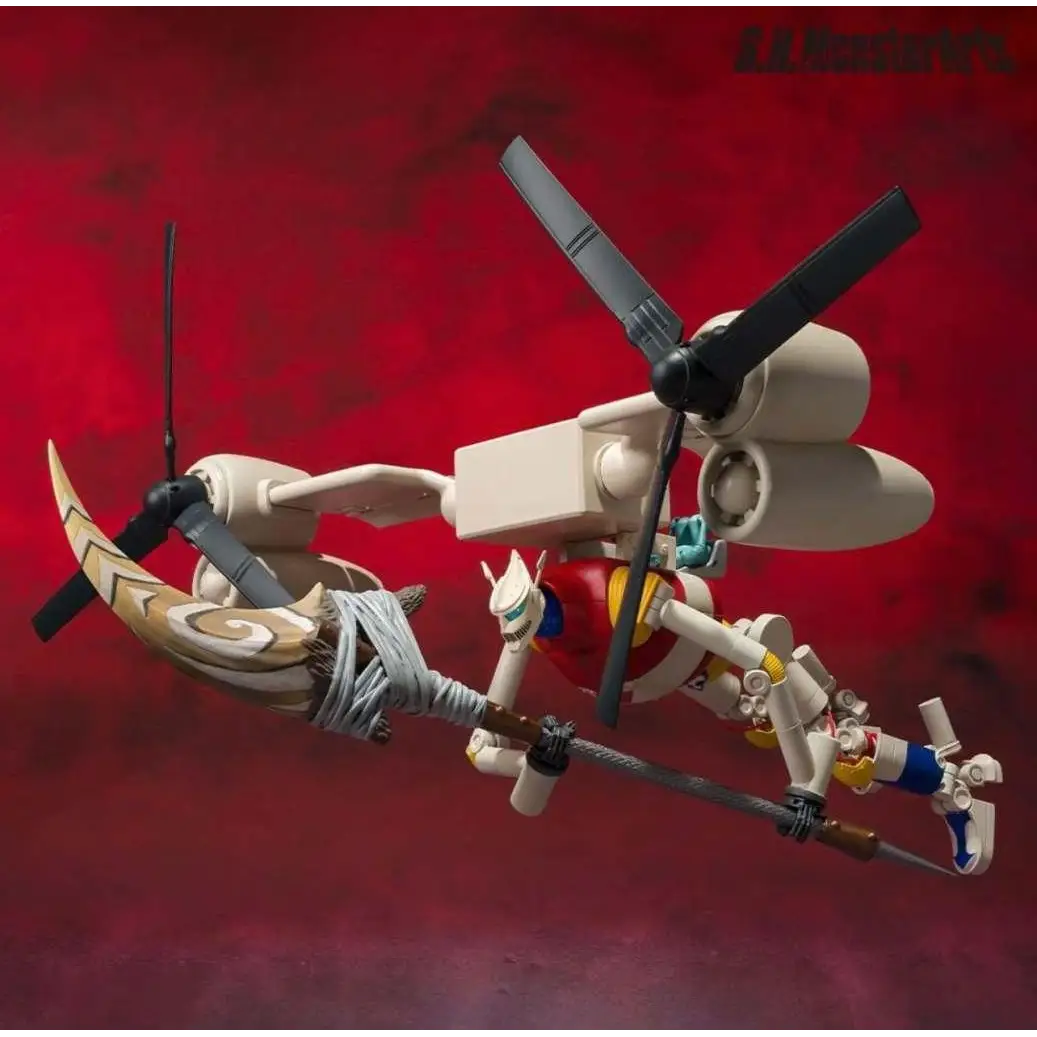 Godzilla Jet Jaguar MonsterArts-figur med helikopteranordning