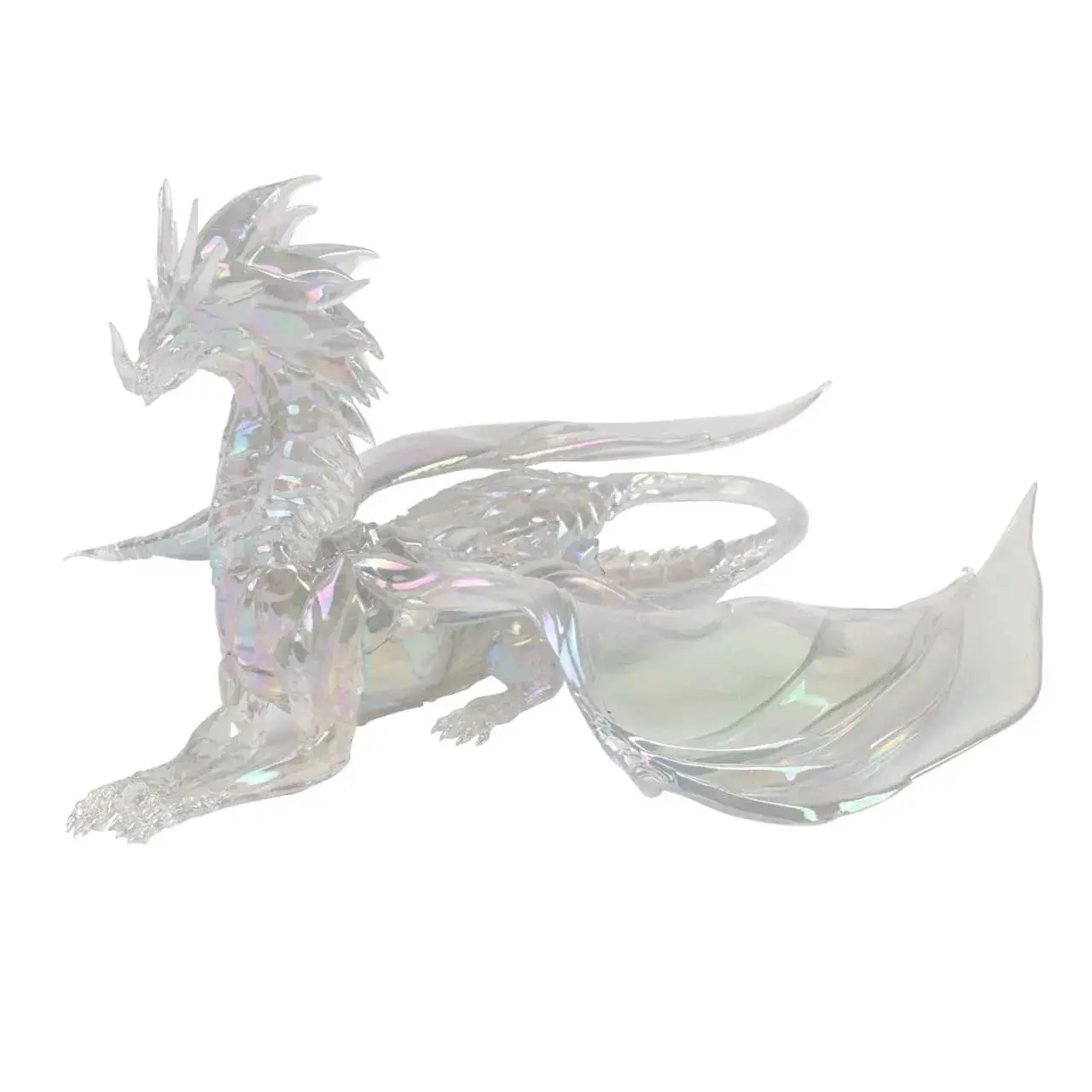Translucent iridescent Aurene drakefigur från Guild Wars 2 med detaljerade fjäll och vingar