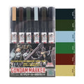 Gundam Marker AMS-127 MSV-set med sex militärfärgade pennor