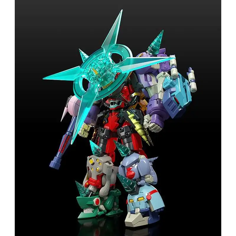 Vibrerande Gurren Lagann Gattai Infinite Combiner-robot med genomskinlig turkos stjärnvapen