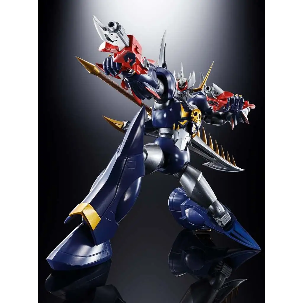Blå och röd pansrad robotfigur Gx-102 Mazinkaiser SKL med gulddetaljer, spikar och vapen