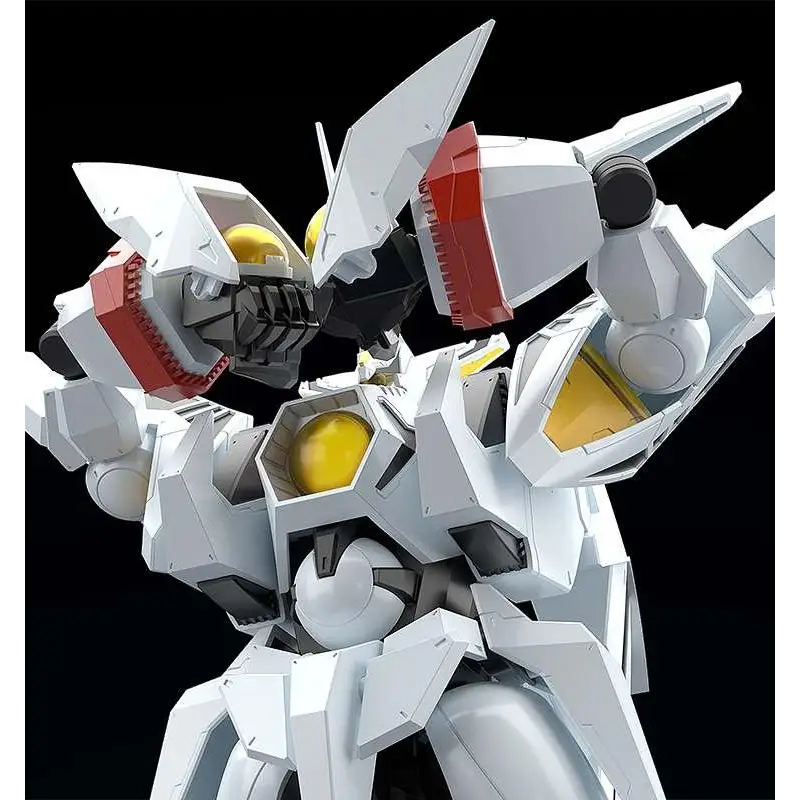 Vit plastmodell Hades Project Zeorymer Moderoid MK: vit och röd robot med gula sfäriska accenter