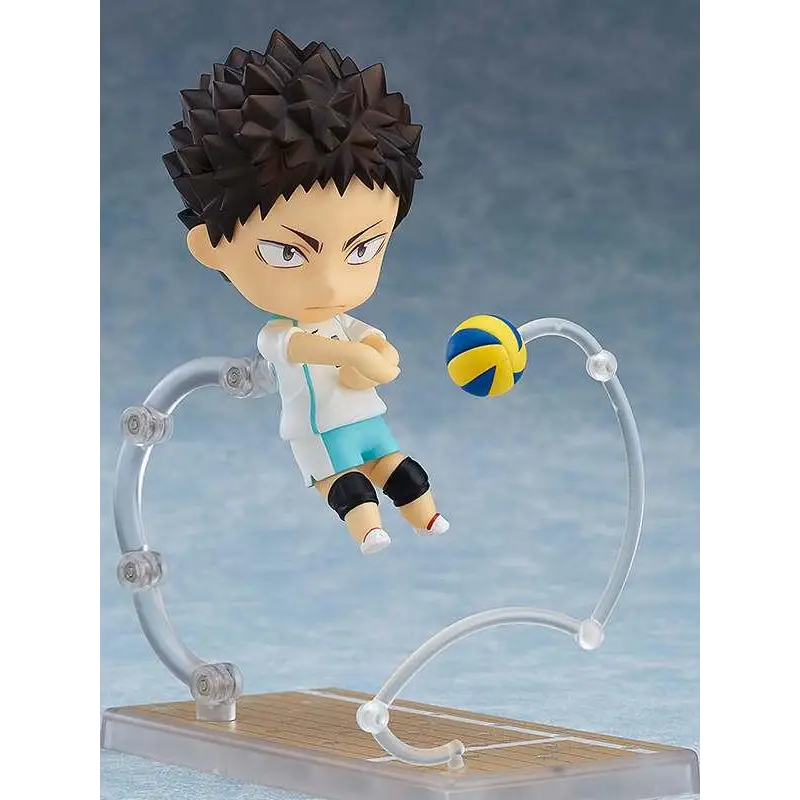 Haikyu!! Hajime Iwaizumi Nendoroid-figur med spikigt svart hår i luften