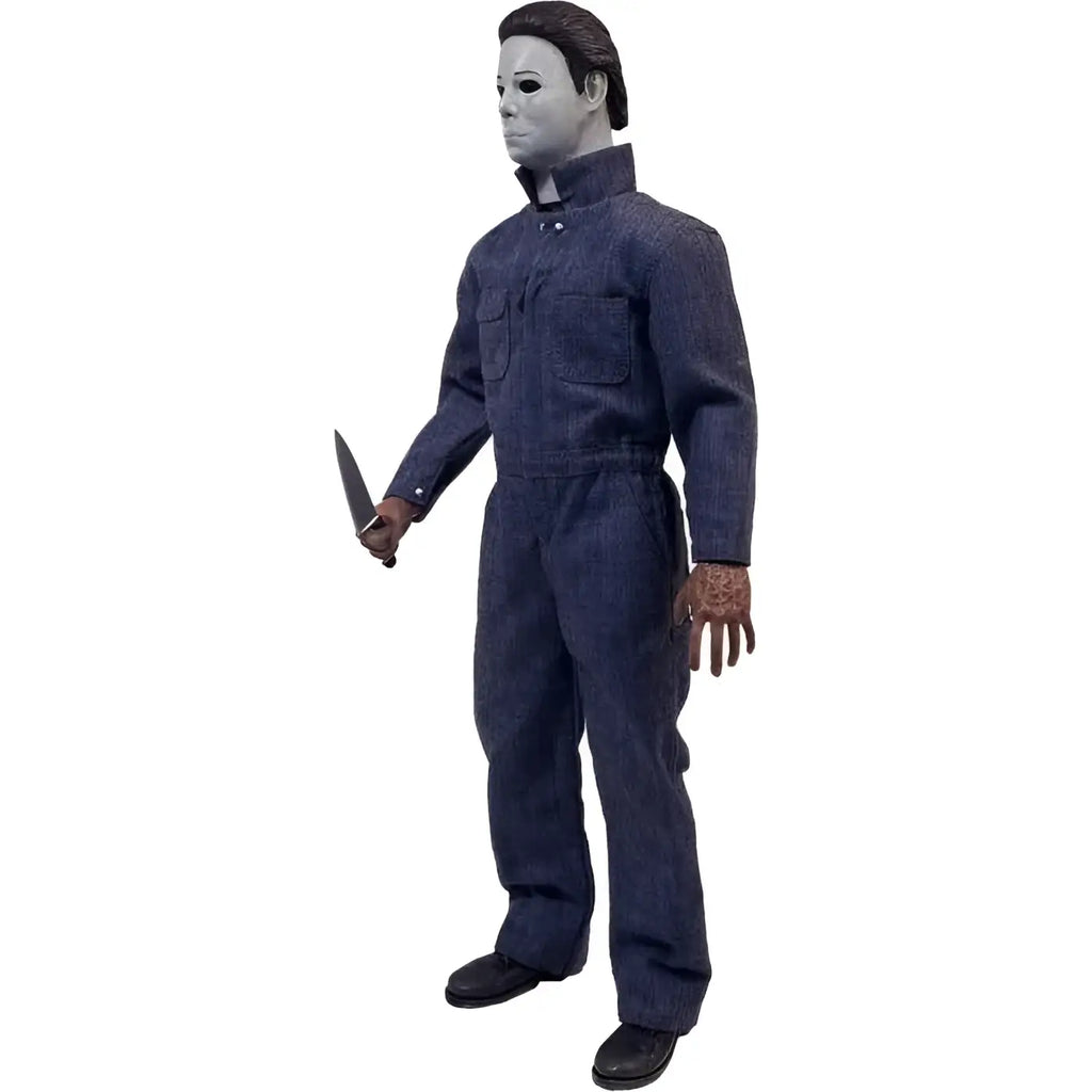 Michael Myers i mörkblå denim-overall med kniv, 30 cm actionfigur