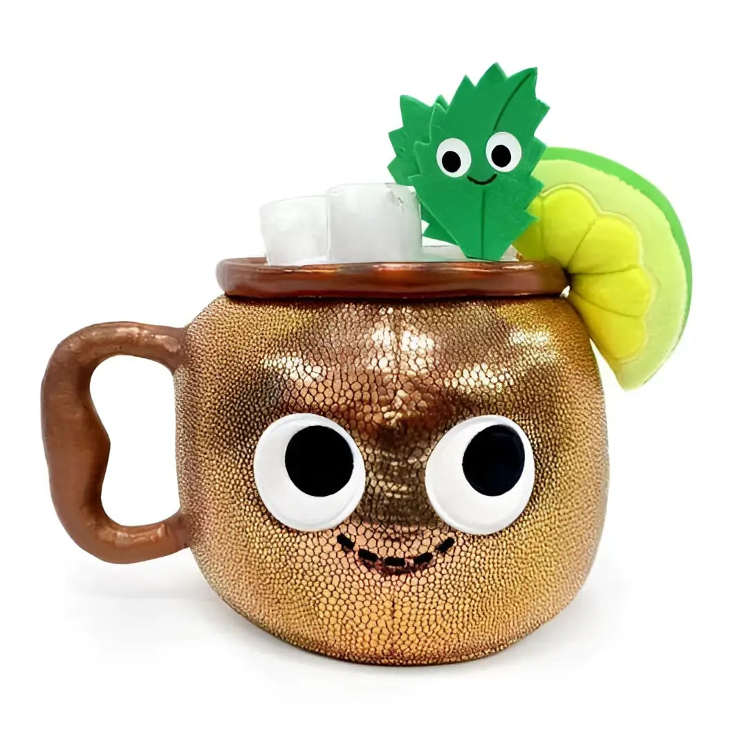 Kopparfärgad texturerad mugg med stora tecknade ögon och leende ansikte, Happy Hour Moscow Mule Plush 10 tum