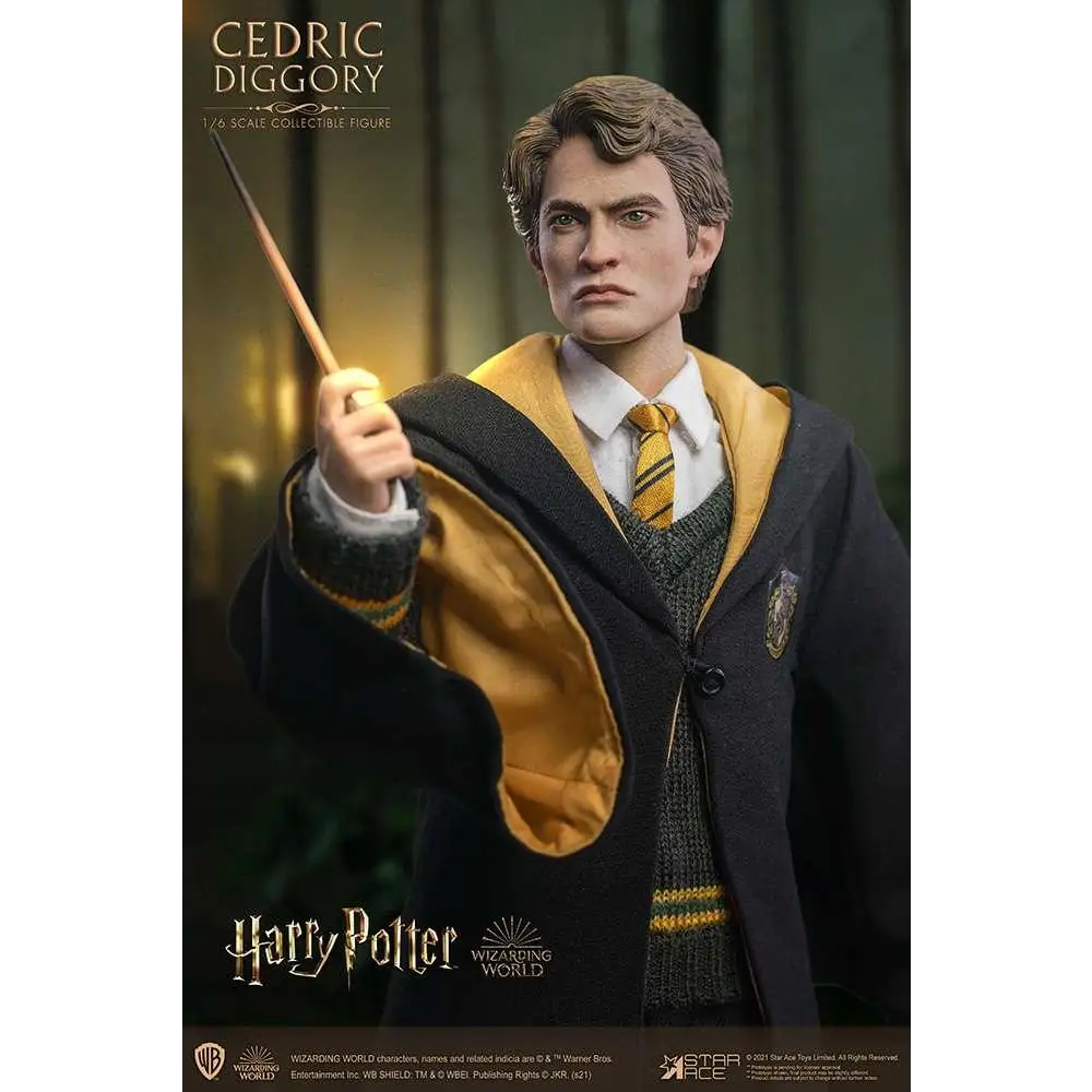 1/6-skala Cedric Diggory-figur i Hogwarts-uniform med trollstav