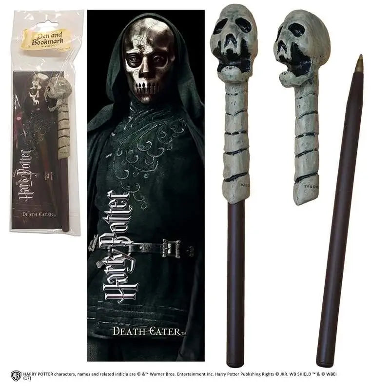 Mörkbrun Harry Potter Dödsätare-penna med grå skalleformad grepp