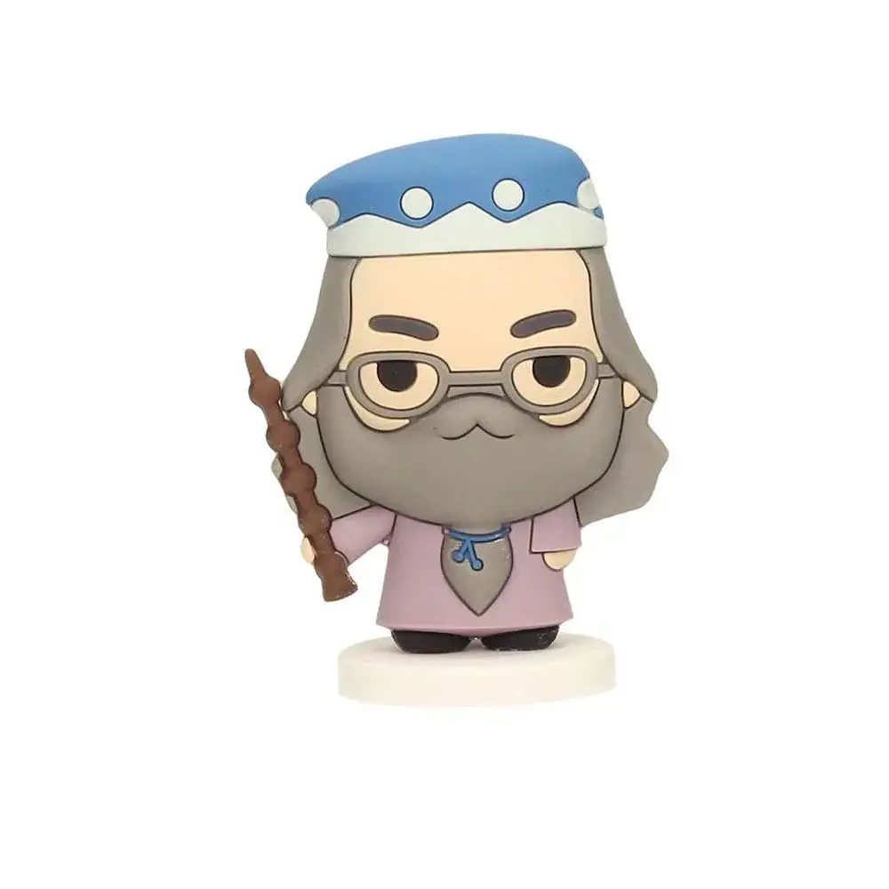 Chibi Albus Dumbledore gummi mini-figur med blåvit hatt och rosa mantel