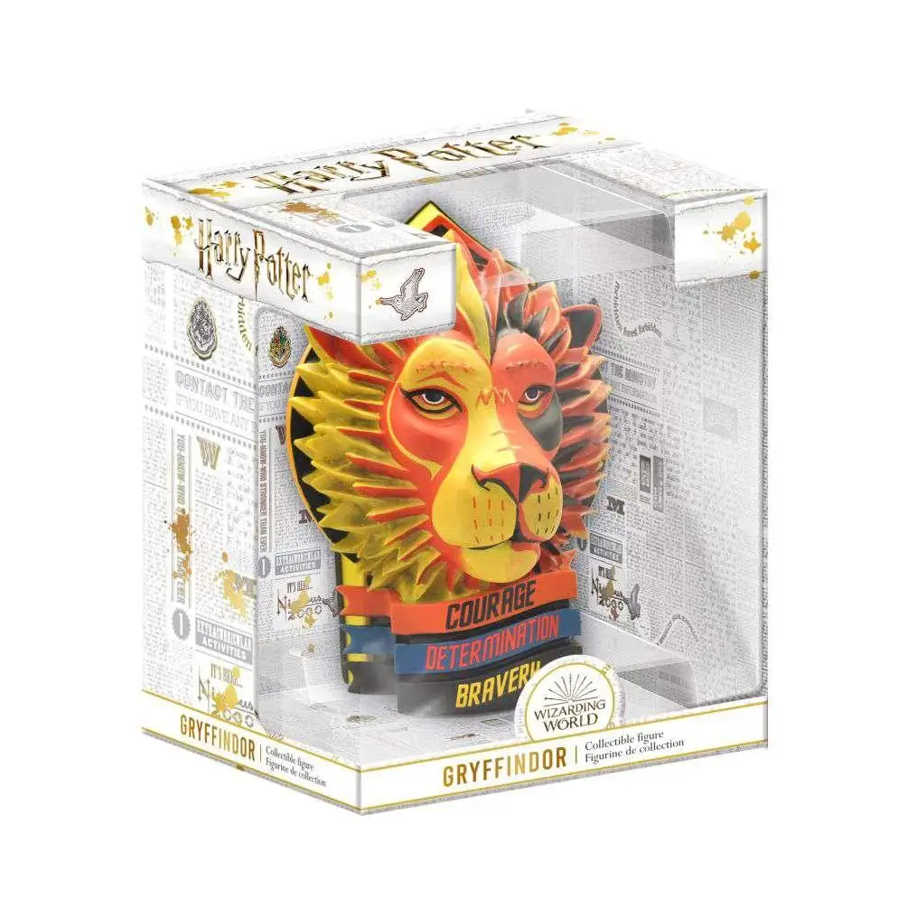 Vibrerande orange-gula Gryffindor-lejonhuvud samlarfigur från Harry Potter