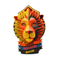 Gryffindors emblem: lejonhuvudsmagnet med mod, beslutsamhet och mod