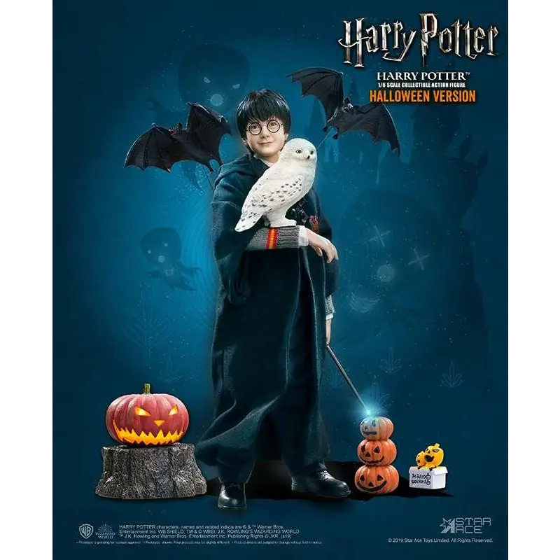 Halloween-Harry Potter 1/6-skala samlarfigur med uggla och trollstav