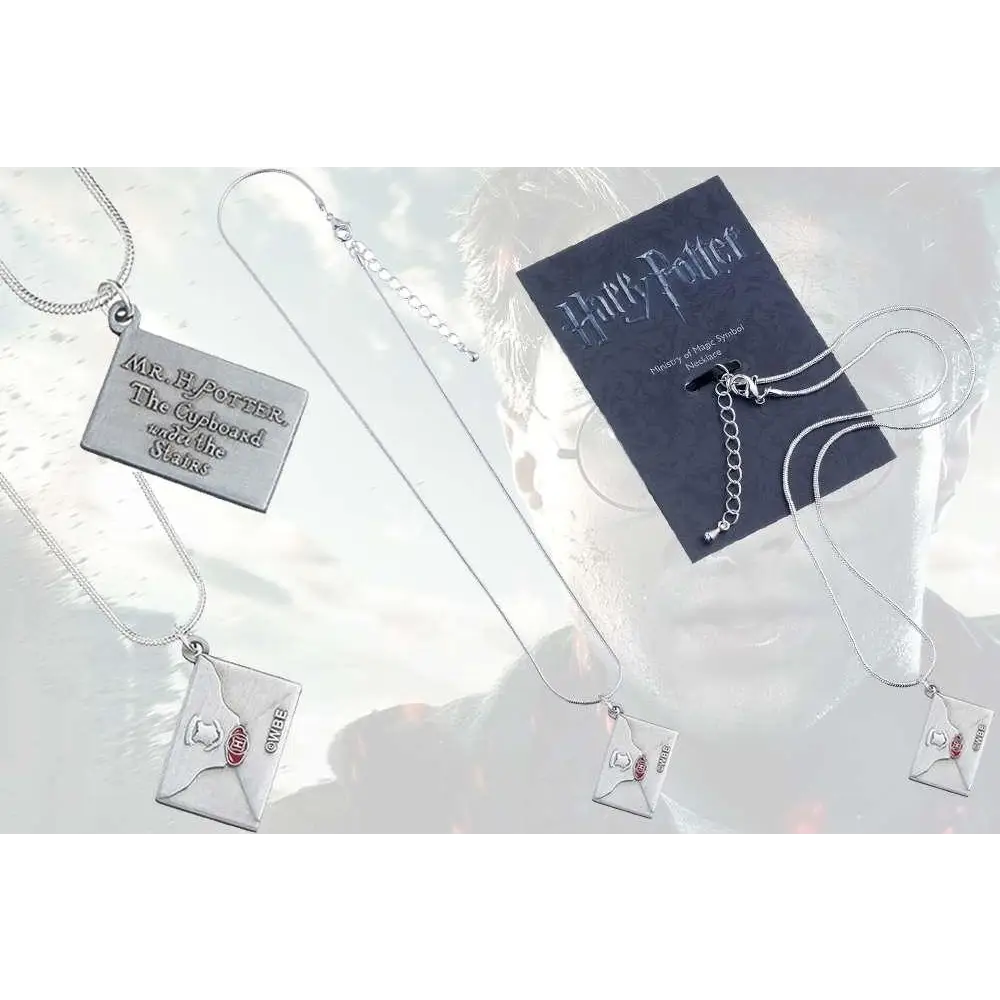 Silvriga Harry Potter-halsband med brev- och Hogwarts Express-charmar