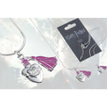 Silvrigt och lila Harry Potter kärleksdryck halsband med hjärtformat lås